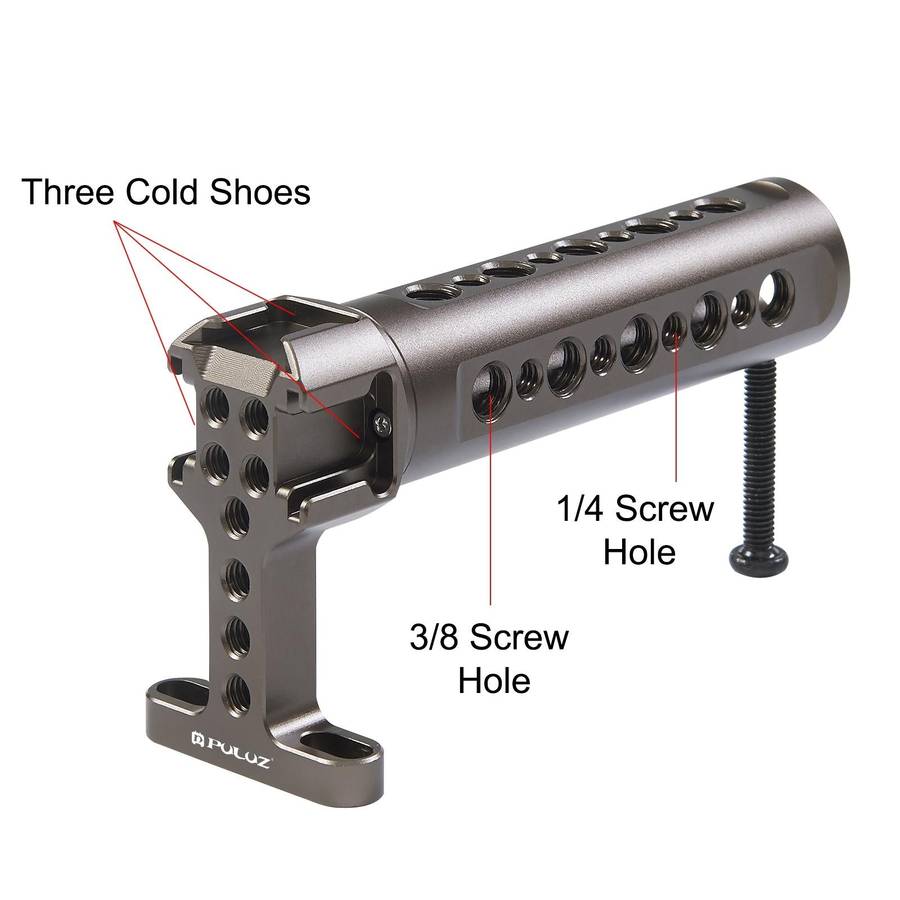 PULUZ Handheld Video Stabilizer Top Handle with 3 Cold Shoes Mount for Camera Cage (Bronze)