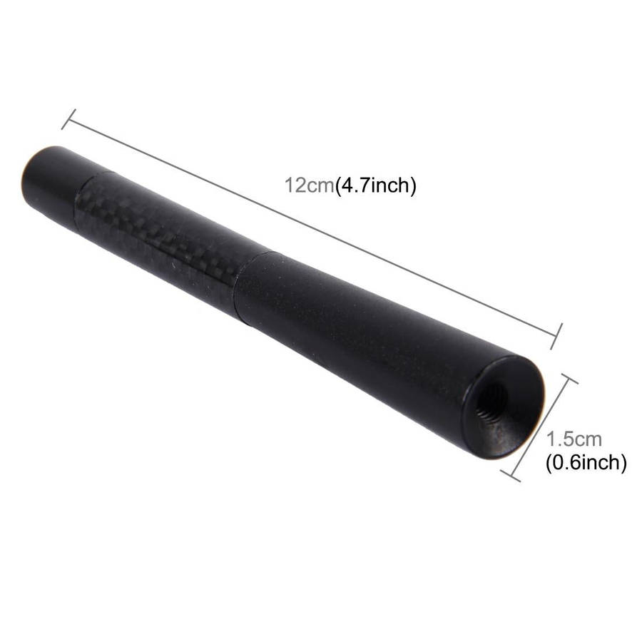 Carbon Fiber Aluminum Short Antenna Polished Universal Screws Base(Big Size)(Black)