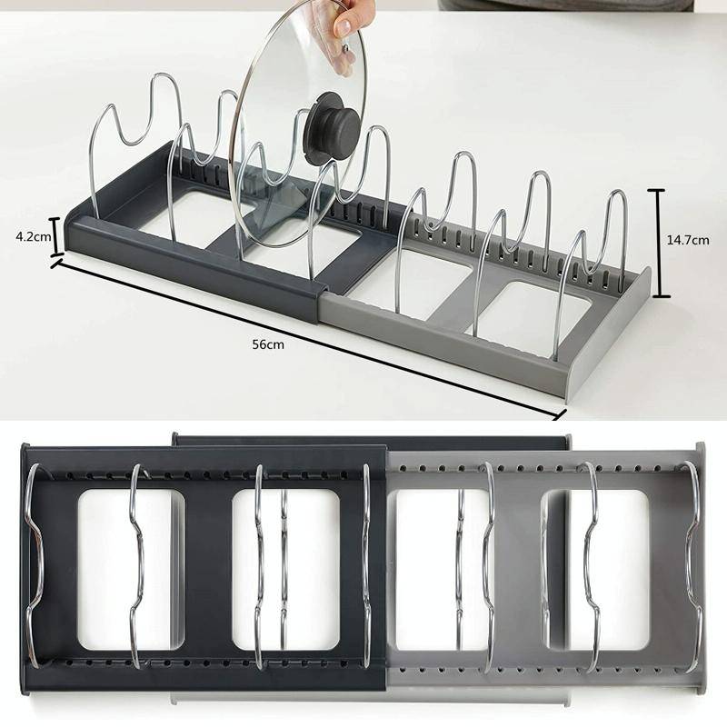 Adjustable Kitchen Shelf Kitchenware Cutting Board Pot Cover Telescopic Shelf