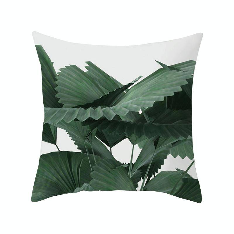 Tropical Plants Pillow Case Polyester Decorative Pillowcases Green Leaves Throw Pillow Cover Squa...