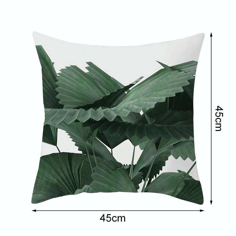 Tropical Plants Pillow Case Polyester Decorative Pillowcases Green Leaves Throw Pillow Cover Squa...