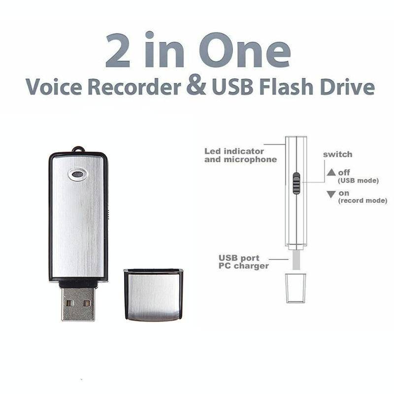 USB Voice Recorder + 8GB USB Flash Disk(Black)