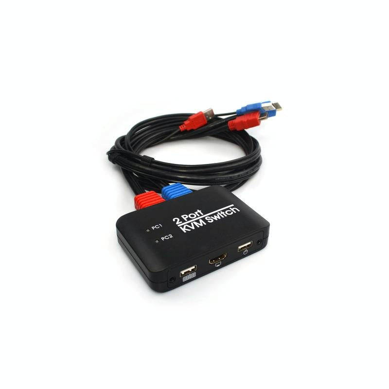 2 Ports USB HDMI KVM Switch Switcher with Cable for Monitor, Keyboard, Mouse, HDMI Switch, Suppor...
