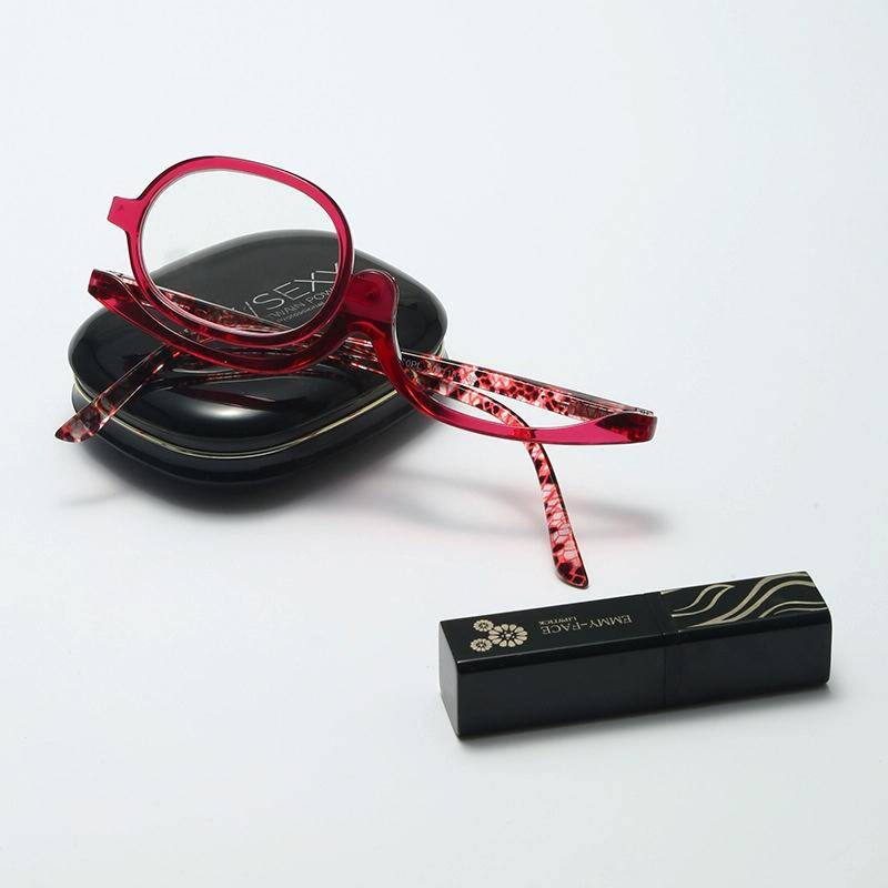 Makeup Presbyopic Glasses Monolithic Reading Glass Magnifying Glass, Degree: +350(Black)