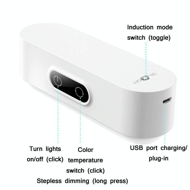 2.4W Bedroom Smart Dimming LED Night Light, Spec: Rechargeable-2000mAh