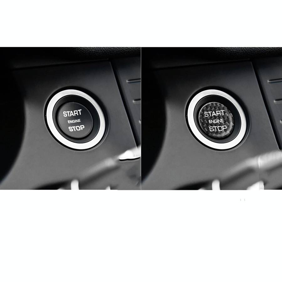 Car Carbon Fiber Engine Start Button Decorative Cover Trim for Land Rover Discovery 2016-2019 (Bl...