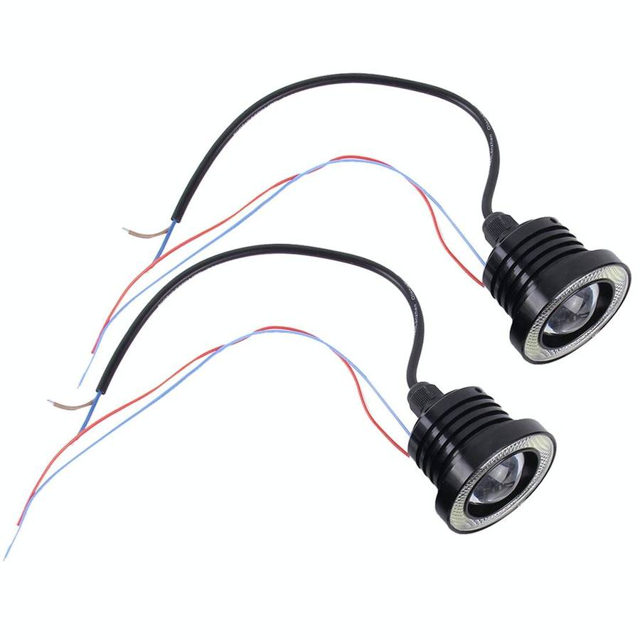 2 PCS 2.5 inch DC12-24V 10W 900LM 6500K Car Angel Eyes Fog Lamp Foglight, Cable Length: 20cm(Whit...