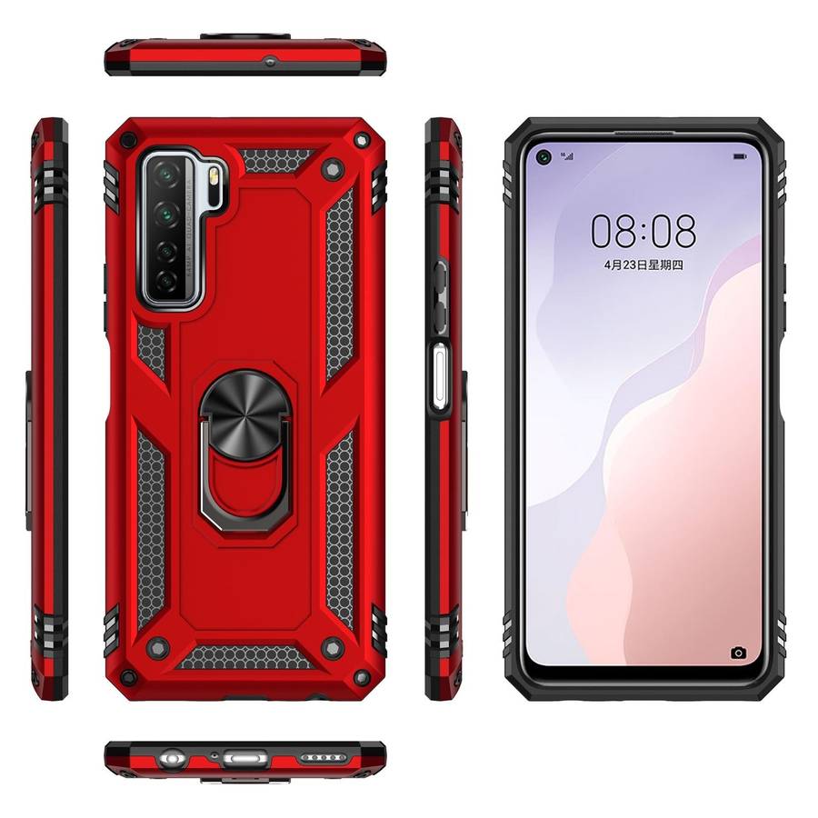 For Huawei P40 Lite 5G Shockproof TPU + PC Protective Case with 360 Degree Rotating Holder(Silver)