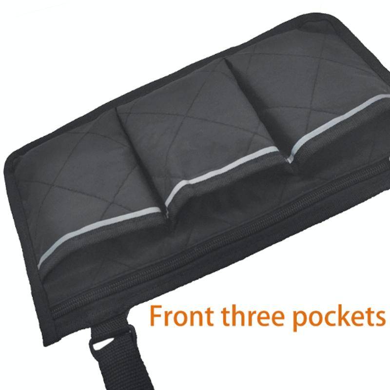 Walking Aid Wheelchair Armrest Side Storage Bag Car Storage Hanging Bag(Black)