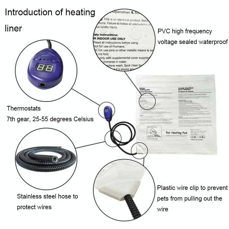65x40cm Blue 12V Low Voltage Multifunctional Warm Pet Heating Pad Pet Electric Blanket(UK Plug)