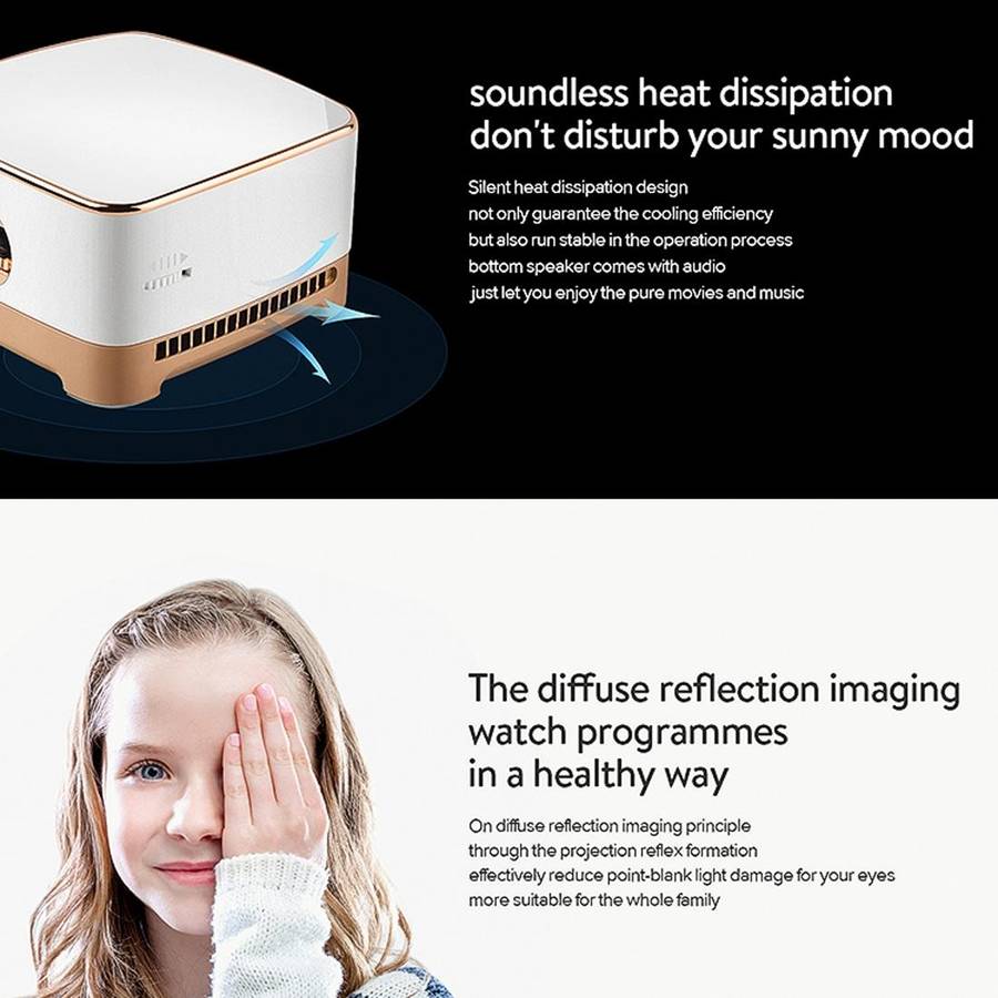 P07-D Mini 50 Lumens Android Home Theater Bluetooth LED Projector with Remote Control, Support Mi...