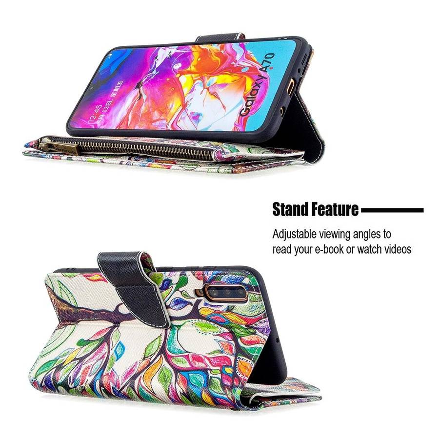 For Samsung Galaxy A70 Colored Drawing Pattern Zipper Horizontal Flip Leather Case with Holder & ...