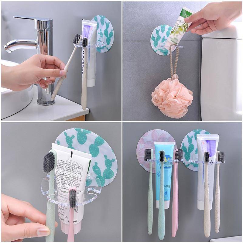 Plastic Toothbrush Holder Toothpaste Storage Tooth Brush Dispenser(Pink)