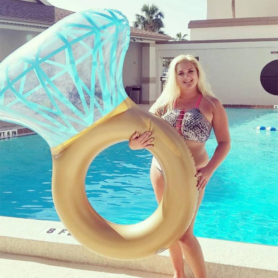 Water Fun Inflatable Diamond Ring Shaped Pool Lounge Swimming Ring Floating Raft Floats, Size: 14...