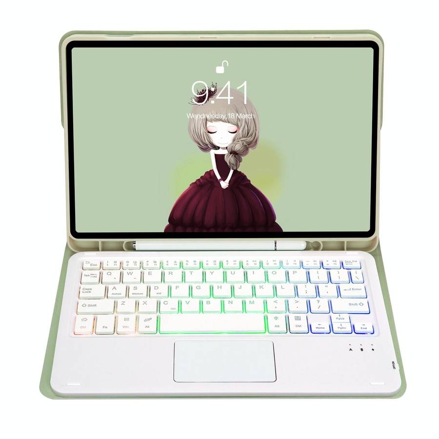 For Samsung Galaxy Tab A8 10.5 (2021) A08B-AS Candy Color Backlight Bluetooth Keyboard Leather Ta...