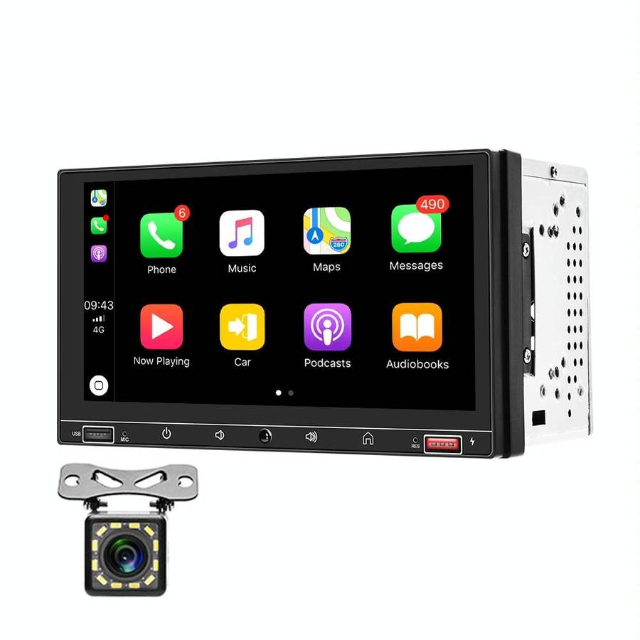 A2916 7 inch Dual-spindle Universal MP5 Car Carplay MP4 Player, Style: Standard+12 Light Camera