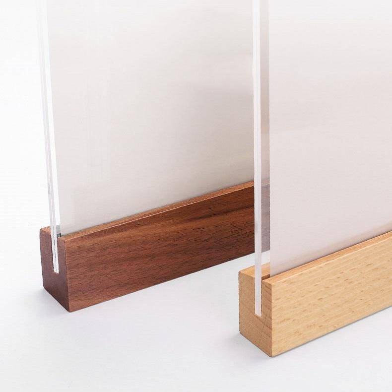 Transparent Acrylic Wooden Base Certificate Photo Frame Horizontal Beech