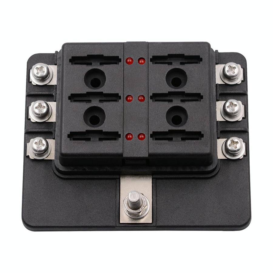 1 in 6 Out 6 Way Circuit Fuse Box Screw Terminal Section Fuse Holder Kits with LED Warning Indica...