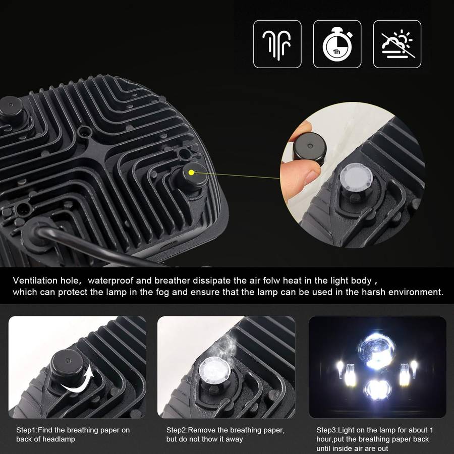 7 inch(5X7)/(7X6) H4 DC 9V-30V 3500LM 35W Car Square Shape LED Headlight Lamps for Jeep Wrangler