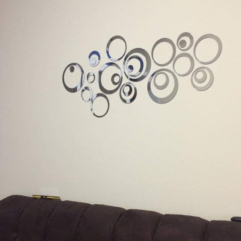 Wall Clock 3D Three-dimensional Acrylic Fashion Mirror Wall Stickers Clock DIY Circle Combination...