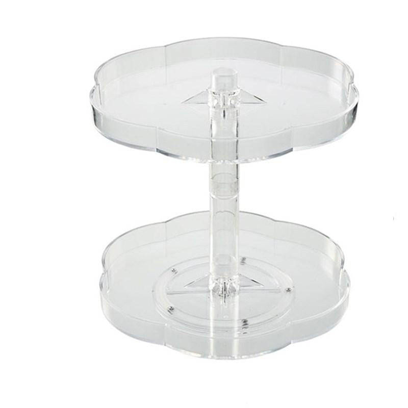 Kitchen Transparent Rotatable Condiment Storage Turntable Double-Layer Multi-Function Shelf