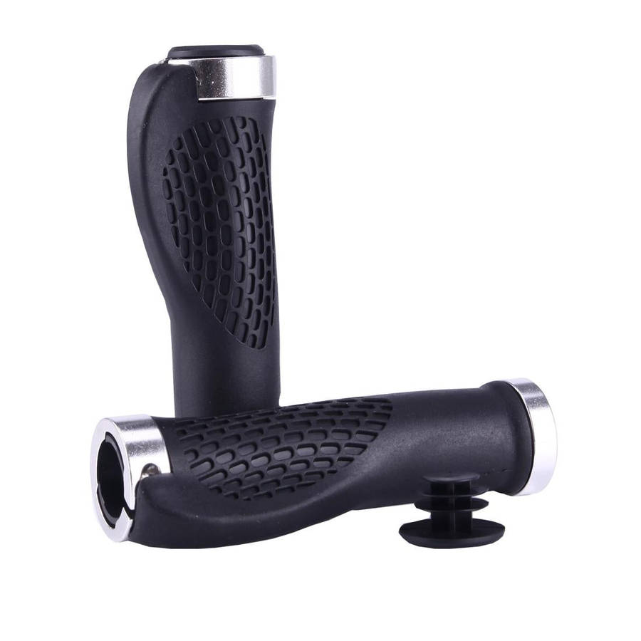 OQSPORT 2 PCS Bike Hand Grips Covers Bilateral Lock MTB Bicycle Anti-slip Handlebar Grips(Silver)
