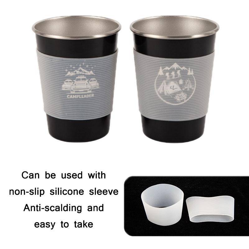 4 PCS / Set Outdoor Picnic Stainless Steel Cup With Storage Bag (Army Green)