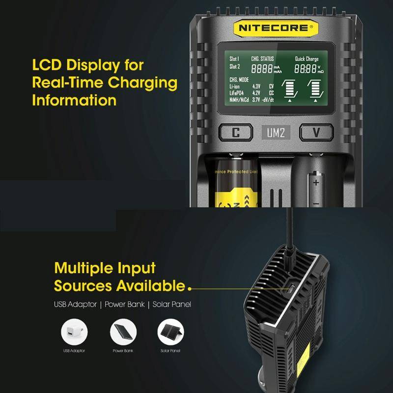 NITECORE Fast Lithium Battery Charger, US Plug, Model: UMS2