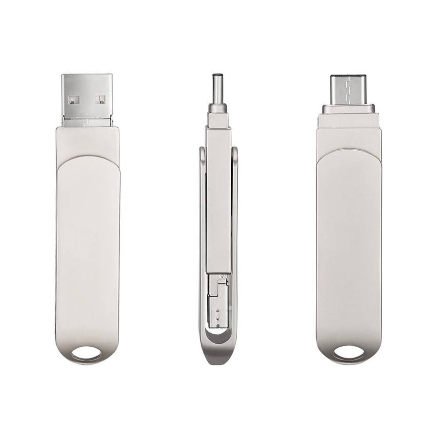 RQW-10X 3 in 1 USB 2.0 & 8 Pin & USB-C / Type-C 32GB Flash Drive, for iPhone & iPad & iPod & Most...