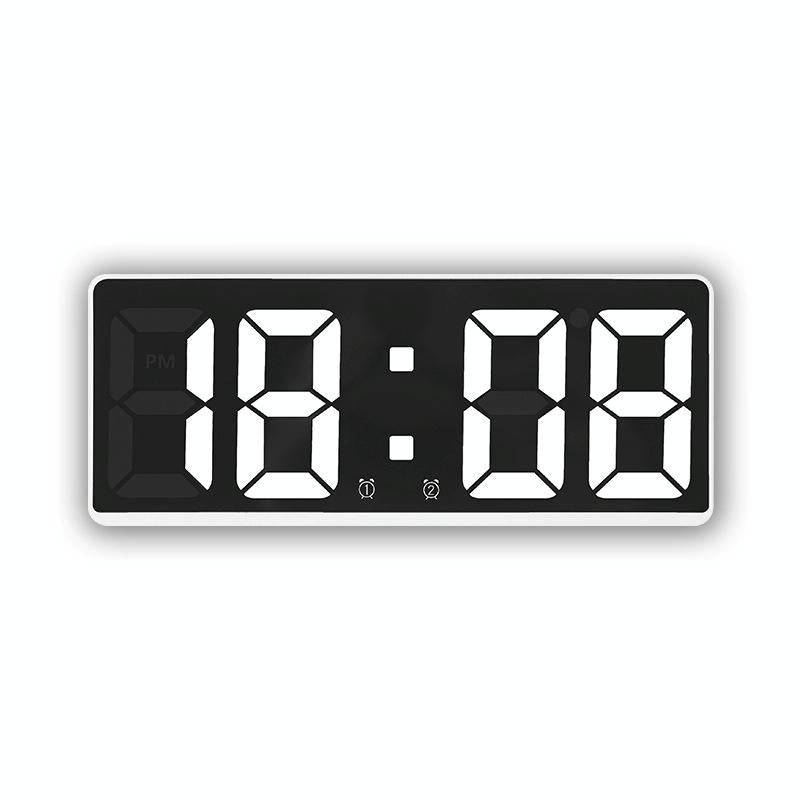 LED Bedside Alarm Clock Battery Plug-In Dual-Purpose Clock(White)