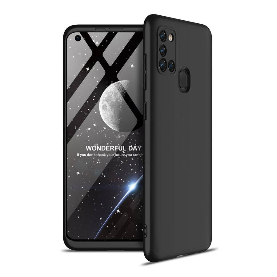 For Samsung Galaxy A21s GKK Three Stage Splicing Full Coverage PC Protective Case(Black)