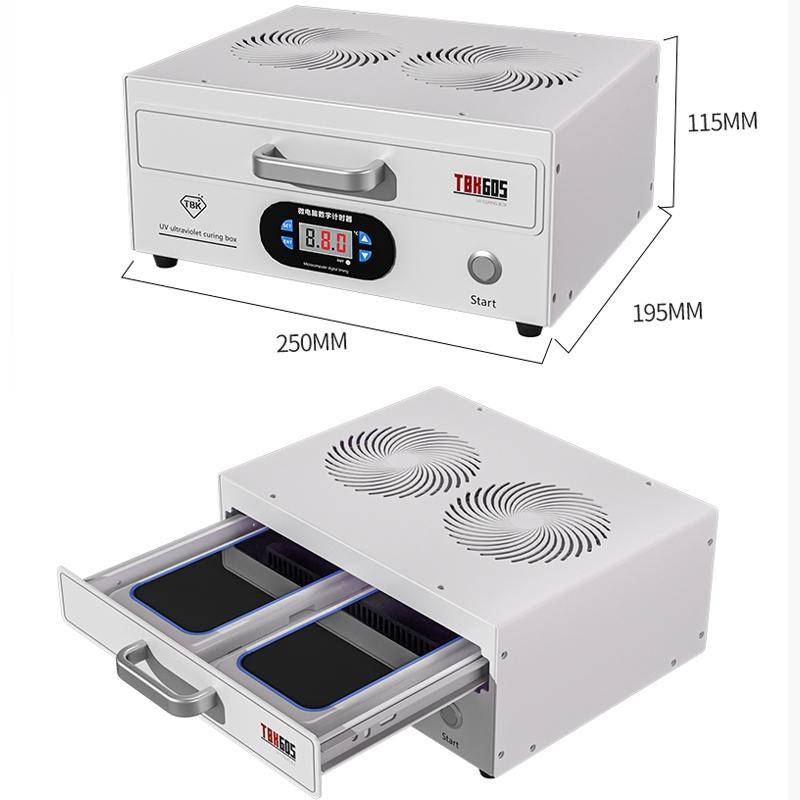 TBK 605 100W Mini UV Curing Lamp Box 48 LEDs Curved Surface Screen UV Curing Box, US Plug