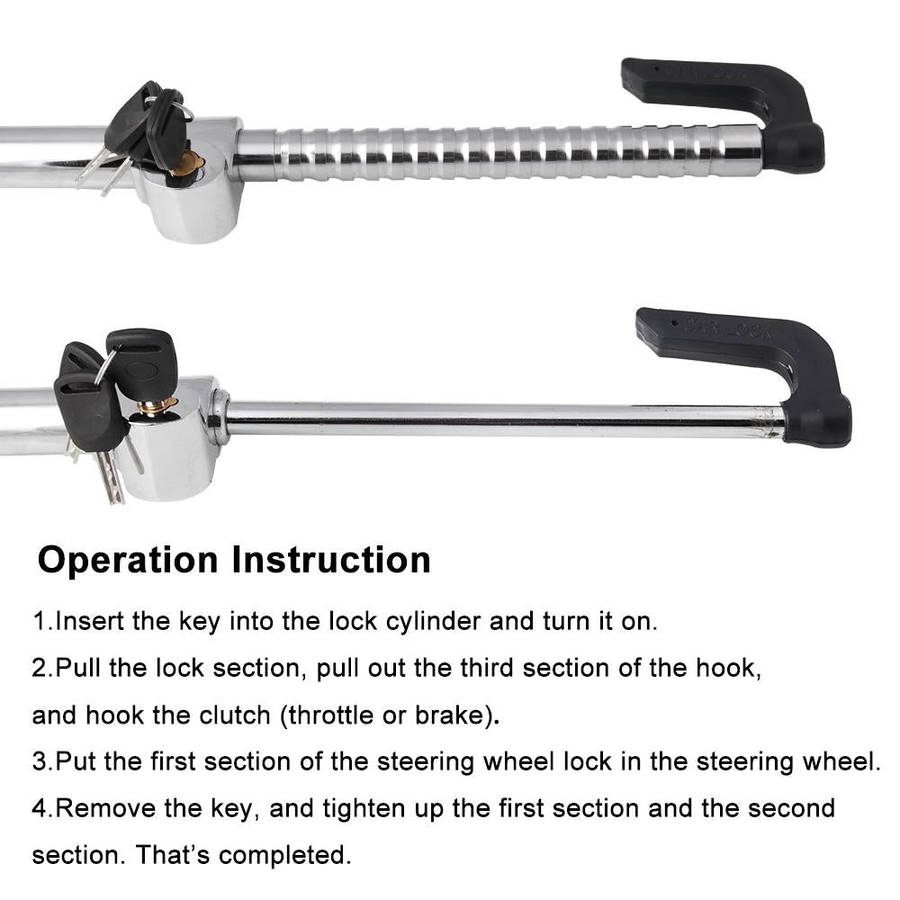 Universal Modified Clutch Lock Extendable Steering Wheel & Clutch Brake Lock