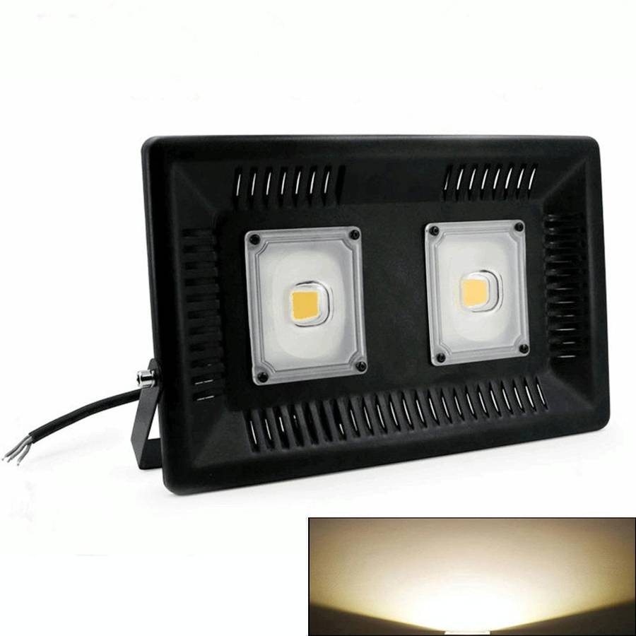 100W Waterproof LED Floodlight Lamp, 2 x 48 LED SMD 2835, Luminous Flux: > 8000LM, PF > 0.9, RA >...