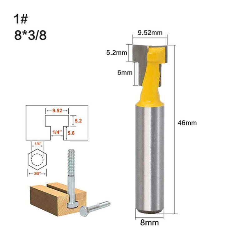Woodworking Milling Cutter 8-handle Keyhole Cutter Photo Frame Wall-mounted T-type Keyhole Cutter...