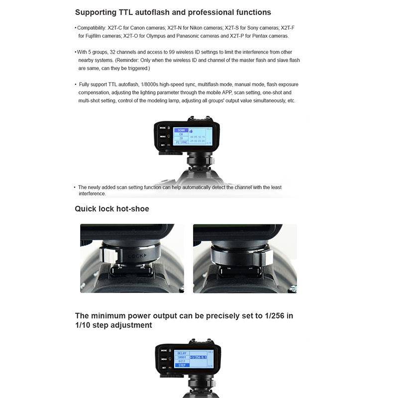 Godox X2T-F E-TTL II Bluetooth Wireless Flash Trigger for FUJIFILM (Black)