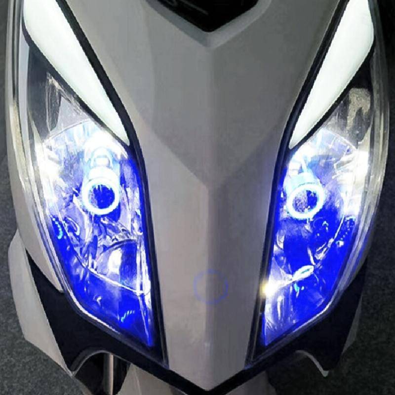 H4 DC12-80V / 20W / 6000K / 2000LM Motorcycle Headlight with Angel Eyes (Red)