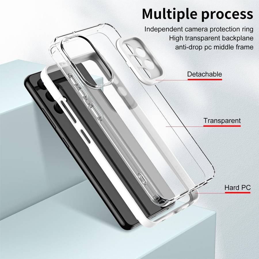 For Samsung Galaxy A33 5G 3 in 1 Clear TPU Color PC Frame Phone Case(White)
