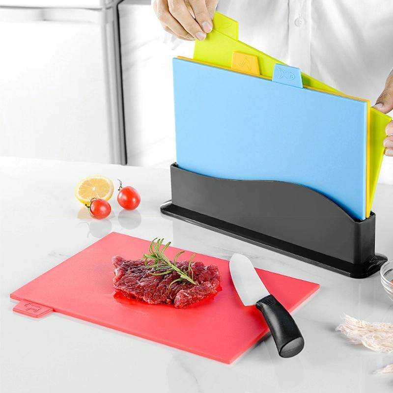 4 in 1 Classified Cutting Board Multifunctional Household Plastic Fruit Cutting Board Set, Style:...