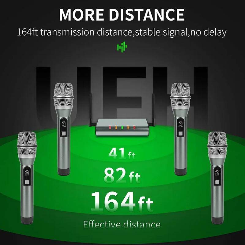 XTUGA U-F4600 Professional 4-Channel UHF Wireless Microphone System with 4 Handheld Microphone(AU...