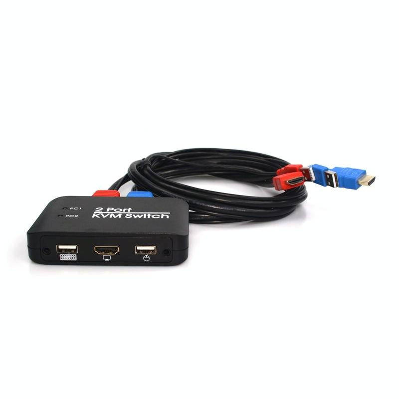 2 Ports USB HDMI KVM Switch Switcher with Cable for Monitor, Keyboard, Mouse, HDMI Switch, Suppor...