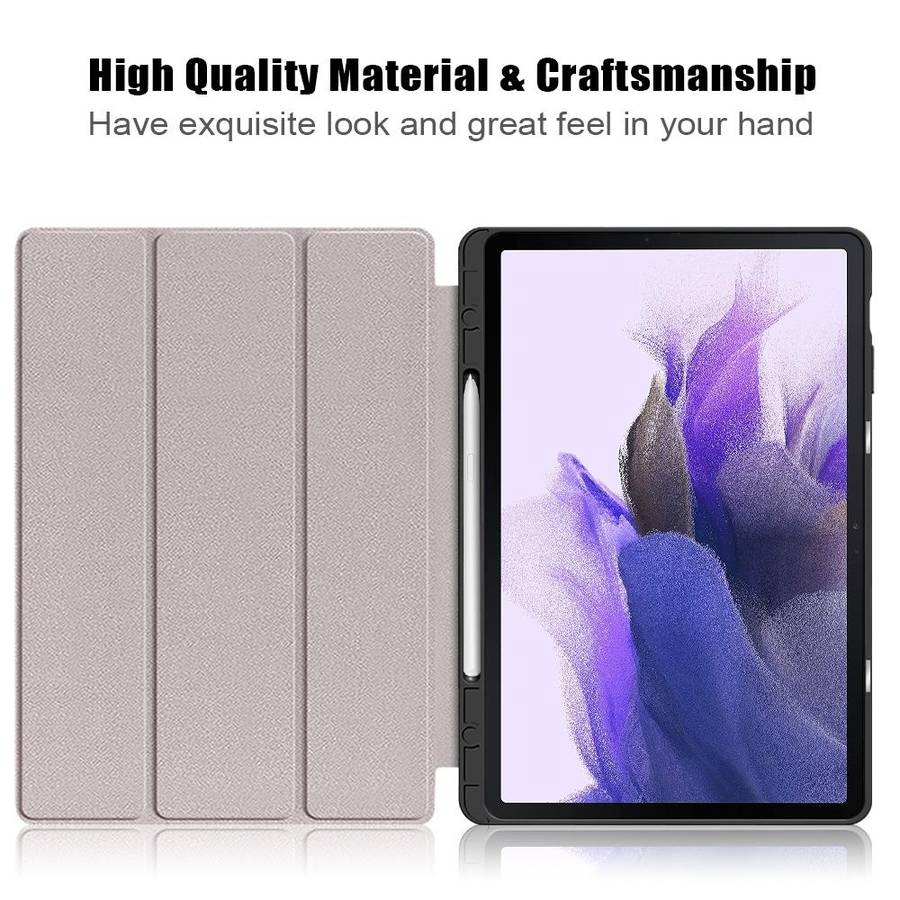 For Samsung Galaxy Tab S7 FE 12.4 Solid Color TPU Horizontal Flip Tablet Leather Case with 3-Fold...