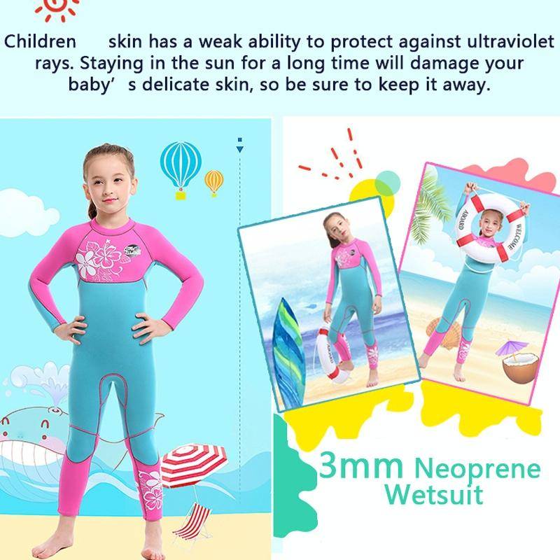 SLINX 1903 Kids Full Body Long Sleeve Thermal Wetsuit, Size: L(Sapphire)