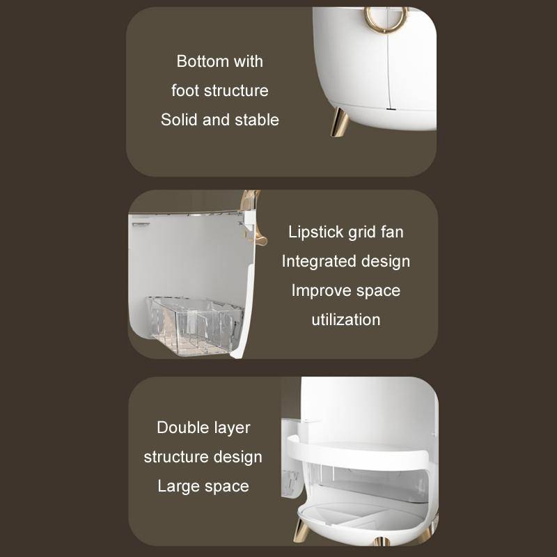 Cosmetic Desktop Dustproof Storage Box Skin Care Product Rack(White)