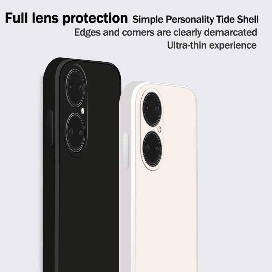 For Huawei P50 Solid Color Imitation Liquid Silicone Straight Edge Dropproof Full Coverage Protec...