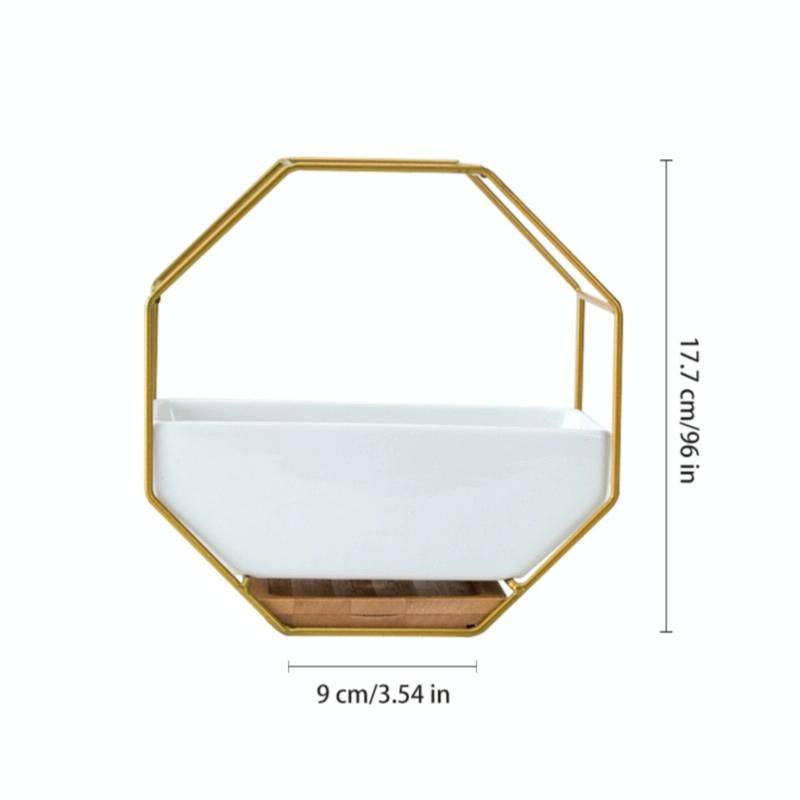 Simple Octagonal Geometric Wall Hanging Table Succulent Platter Bamboo Support Iron Frame Flower ...