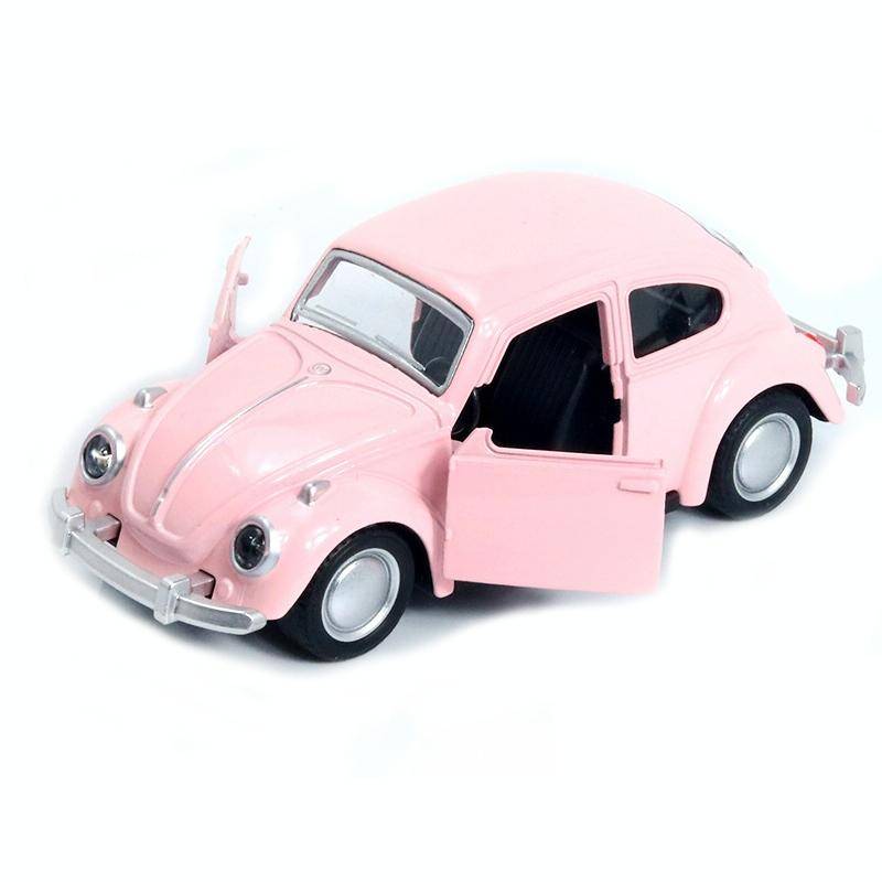 1:36 Beetle Classic Car Open Door Alloy Car Model Pull Back Children's Toy Car(Light Pink)