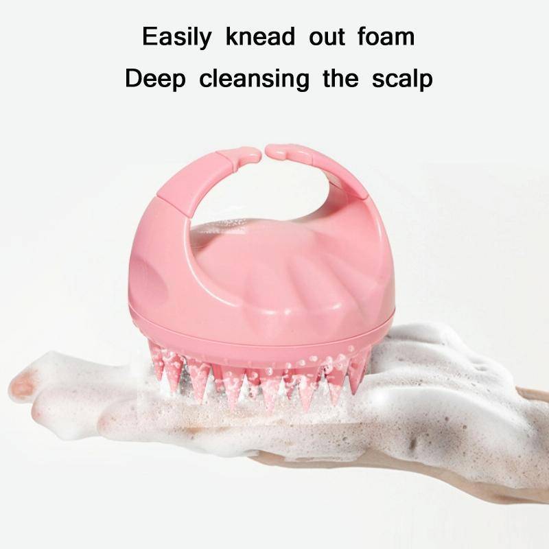 Round Hair Washing Brush Silicone Wet & Dry Multipurpose Massage Brush(Pink)