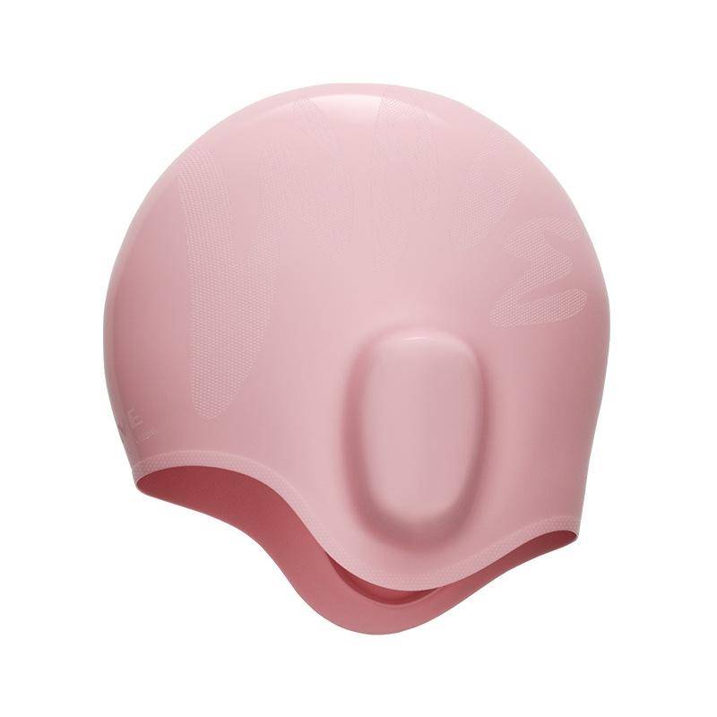 WAVE Waterproof Solid Color Ear Guard Silicone Swimming Cap, Color: Childrens Pink