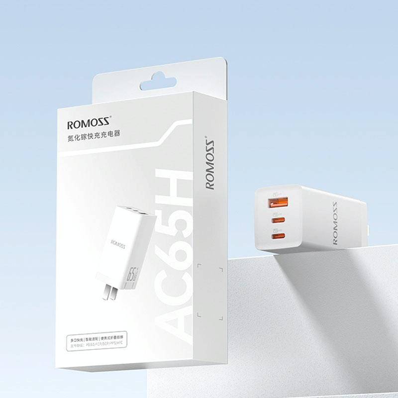 65W ROMOSS AC65H USB+Type-C/USB-C 65W Multifunctional Foldable GaN Charger, CN Plug